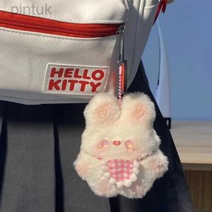 Keychains Lanyards DIY Cartoon Plush Bib Rabbit Doll Toy Keychain Cute Bag Pendant Charms Car Keyring For Women Kawaii Gift ldd240312