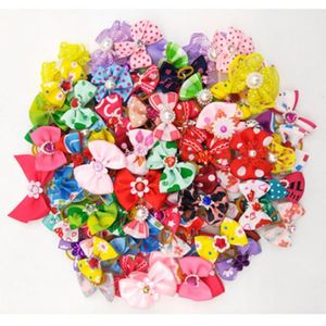 Dog Apparel 200pcs Bows Cute Hair With Rubber Bands Handmade Fashion Accessories Pet Supplies289O