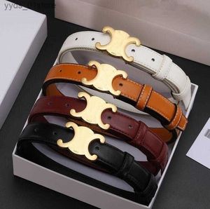 Kemerler Moda Pürüzsüz Toka Kemeri Retro Tasarım Erkekler için İnce Bel Kemerleri Kadın Genişliği 2.5cm Orijinal Cowhide 8 Renk İsteğe Bağlı Yüksek Kaliteli Kemer Kutusu L240314