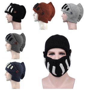 Berretti all'uncinetto lavorati a maglia Cappello Il cavaliere romano Berretti invernali caldi per gladiatori Uomo Donna Cappelli hip-hop di Natale Rifornimento del partito 5 colori RR3470290