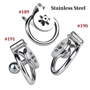 2024 New Stainless Steel Male Flat Chastity Cage Negative Penis Lock Sissy Cock Cage Ascetic Sexy Toys Adult Erotic Products 18+