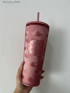 Muggar iriserande bling regnbåge unicorn sjöjungfru gudinna med kall cold cup tumbler kaffemugg med halm återanvändbar gåva med l240312