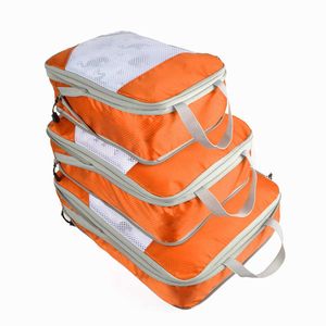 トラベル圧縮収納バッグ3個の防水スーツケース服