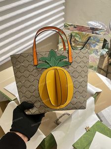 Designers väskor tygväska hög kvalitet aldrig brun läder designer totes purses ananas kvinna handväska strandpåse 21 cm wyg