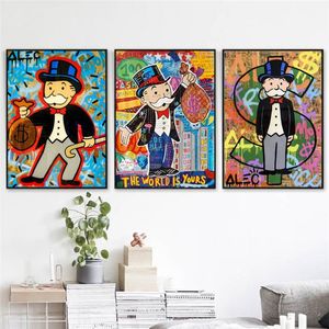 Alec Graffiti Monopoly Millionär Geld Street Art Leinwand Malerei Poster und Drucke Moderne Wandkunst Bilder für Heimdekoration290 g