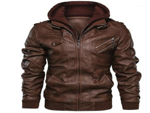Men039s Fur Faux Winter Hooded Bomber Men039s Leather Jackets Autumn Casual Motorcycle Pu Jacket Men Biker Coats Brand Clo2205383