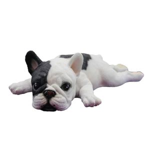 Cute Lying Down Sleeping French Bulldog Puppy Lifelike Figurine Statue Kids Gift Toys C0220253V