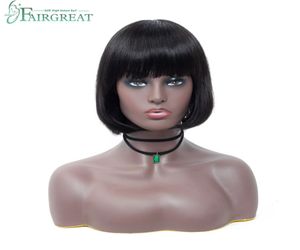 Fairgreat Hair Wigs 150 Density Short Straight Human Hair Bob Wigs Pre Plucked Bleached Knots Brazilian Non Remy Hair 10 Inch Wig5389317