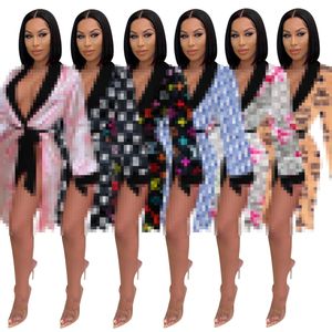 Designer Print Lounge for Womens Sexy Long Bathrobes Casual Homewear Pajamas Free Ship