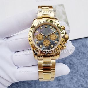 Drop-Edelstahl Herren Mechanische Uhr Shell Gesicht 40mm Diamant Uhren Kautschukband Mode Lässig Armbanduhr203P