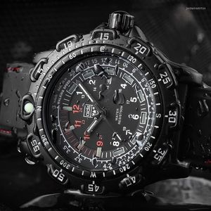 Wristwatches Addies Outdoor Army Sports Luminous Tube Quartz Wrist Watches 50M Waterproof Men Black Silicone Military Watch Clock 259n