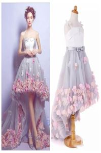 Real Pos High Low Prom -klänningar med 3D -blommor Prydd Princess Mother and Daughter Matching Party Gowns Custom Flower GIR4397006