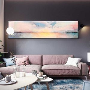 Imagens de arte de parede nuvens rosa pinturas de paisagem marítima pôsteres e impressões imagens para sala de estar paisagem moderna art237n