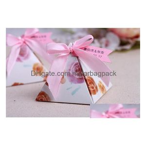 Party Favor Floral Pyramid Candy Box Cake Gift With Band för gynnar WEN5866 Drop Delivery Home Garden Festive Supplies Event Dhoky