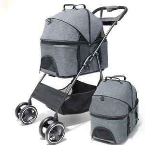 Dog Car Seat Covers Pet Cat Stroller Carrier Bag Folding Born Baby Pull Cart Four-wheel Transporter Travel270N