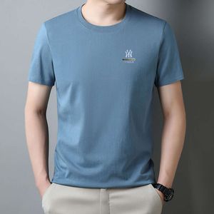 100% czysty bawełniany krótki rękaw 2024 Summer Mens T-shirt Modna i prosta okrągła szyja młodzież Pure Cotton T-shirt dla mężczyzn