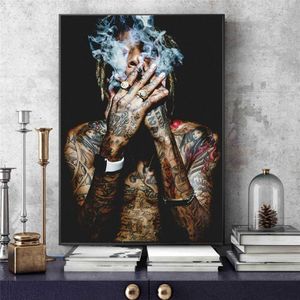 Wiz Khalifa Rap Music Hip-Hop Art Fabric Poster Print Wall Pictures for Living Room Decor Canvas Målningsaffischer och tryck2992