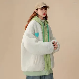 Casacos de trincheira femininos coreano tamanho grande inverno lã de cordeiro algodão roupas diamante xadrez parkas meninas outerwear jaquetas bd597