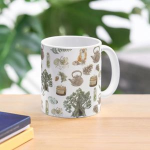 Canecas Floresta Bruxa Padrão Estético - Enrole com Fundo Branco Caneca de Café Copos Térmicos Vidro Cerâmico