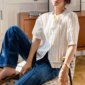 Women's Blouses GypsyLady Elegant Chic Blouse Shirt White Cotton Patchwork Spring Women Hollow Out Boho Lace Sexy Ladies Top