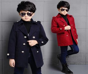 Ceketler Çocuklar Palto Kış Kış Yeni Kore Yün Paltolar Erkekler İçin Sonbahar Sıcak Uzun Dış Giyim Çocuk Rüzgar Popar