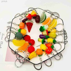 Keychains Lanyards 2023 Multi-stil ny roman Fruit Avegetable Series Personlighet Simulering Harts Food Activity Gift Pendant Keychain Wholesale LDD240312