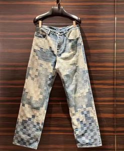 Men's mosaic jeans 2024 the latest casual fashion four seasons can be worn