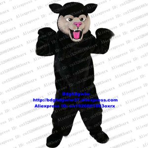 Costumi mascotte Pelliccia lunga Felis Siestris Gatto Pantera nera Leopardo Pard Costume mascotte Personaggio Cerimoniale Commedia Performance Zx522