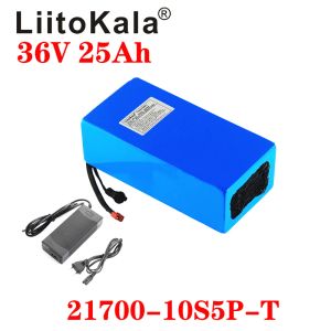 Liitokala 36V 25AH 21700 10S5P Bateria de bicicleta elétrica 36V 25AH 1000W Bateria de lítio embutido 30A BMS Electric Bikes Motor