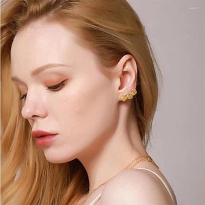 Studörhängen 2024 Summer Cool Korean Fashion Peach Heart Letter Ear Copper Plated äkta guld 925 Silver Pin Micro Zircon