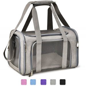 개 캐리어 가방 휴대용 애완 동물 배낭 메신저 고양이 캐리어 나가는 작은 개 여행 가방 부드러운 측면 통기성 메시 267F