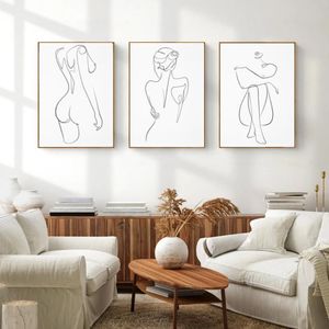Картины для женщин, рисунок одной линии, художественная картина на холсте, абстрактная женская обнаженная фигура, постер, тело, минималистский принт, скандинавский стиль для дома, Deco213v