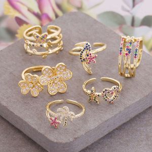 Metal Full Diamond Zircon Ring for Women's Personalized Fashion Trend INS Handmade Gold Jewelry R29