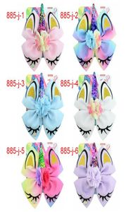 8quotJOJO Siwa Bow headband girl colorful Ribbon Bow unicorn flowers Girl girl Hairbands with JOJO card Hair Unicorn party hair 4851069