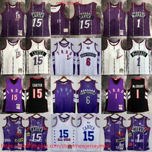 Printed Classic Retro 1998-99 Basketball 15 Vincecarter Jersey Purple 6 Knowyourself Jerseys White Blue Black Stripe 2003-04 Tracymcgrady