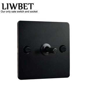 Black color 1 gang 2 way Wall Switch and AC220250V Stainless steel panel Light Switch with black color toggle T200605179a