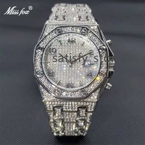 Hip Hop Luxury Custom Bling Full Ice Out Mens Watch Iced VVS Diamond Silver