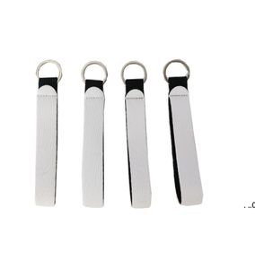 Neoprene Wristlet Keychains Favor Sublimation Print Blank Lanyard Strap Band Split Ring Key Chain Holder Hand Wrist Keychain FWB879950482