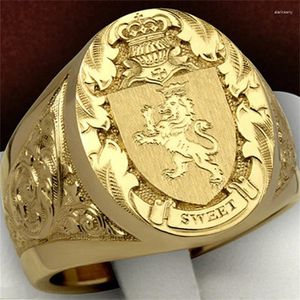 Anéis de cluster delicados homens moda ouro cor leão animal anel para jóias de noivado de casamento