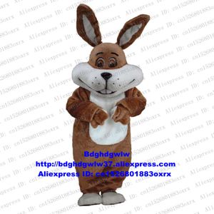 Mascot Costumes Long Fur Brown Easter Bunny Osterhase Rabbit Hare Mascot Costume Cartoon Character Ribbon Cutting Cere Shop Celebration Zx2048