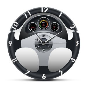 Sport samochodowy kierownica i deska rozdzielcza drukowane zegar ścienny Automobile Decor Home Decor Automotive Drive Auto Watch Watch LJ2292T