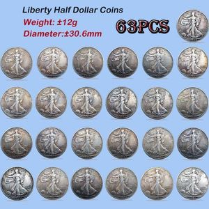 ABD Tam Set Yürüyüş Liberty Copy Coins 30 6mm 63pcs Farklı Tarih Sürümleri Paraları Eski Renkler Gümüş Kaplama Madeni Para 311s