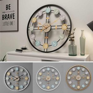 40 см бесшумные круглые настенные часы 3D ретро скандинавские металлические римские цифры DIY Декор настенные часы для дома, гостиной, бара, кафе Decor296m