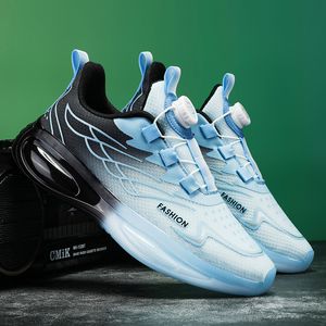 Hochwertige himmelblaue, rotierende Knöpfe, blaue Laufschuhe, lila, rotes Brett, Elfenbein, Paar, Herren und Damen, weiße Charge, hellblaue Split-Mesh-atmungsaktive Sport-Turnschuhe