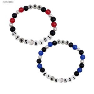 Frisado artesanal estrela menina menino pulseiras para festa hiphop 8mm contas de acrílico letras estrela luminosa feminino masculino pulseiras atacado jóias l24213