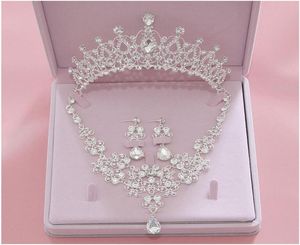 Bling Bling Set Taçlar Kolye Küpeler Alaşım Kristal Sizli Gelin Mücevher Aksesuarları Düğün Tiaras başlıkları Suit1453619