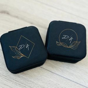 Sacos cosméticos caixa de jóias personalizada com caso de viagem inicial organizador de couro lembranças de casamento personalizadas para presentes de noiva