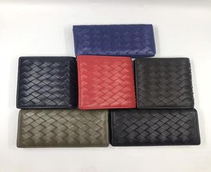 Alta qualidade designer inteiro de moda pele de cordeiro couro genuíno tecido mini carteira bifold porta-cartões de couro fino 60 cores amante1539158