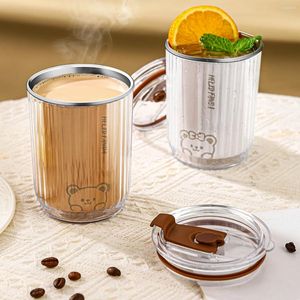 Tumblers Worthbuy Tumbler 304 Copo de Café de Aço Inoxidável com Palha À Prova de Vazamento Dupla Camada Isolada Caneca de Água Portátil Beber