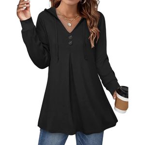 2023 Autumn Women Tops Long Sleeved Shirt Buttons Casual Hoodie T shirt Solid Color Pullover Female Clothing Vintage Y2K Blouse 240308